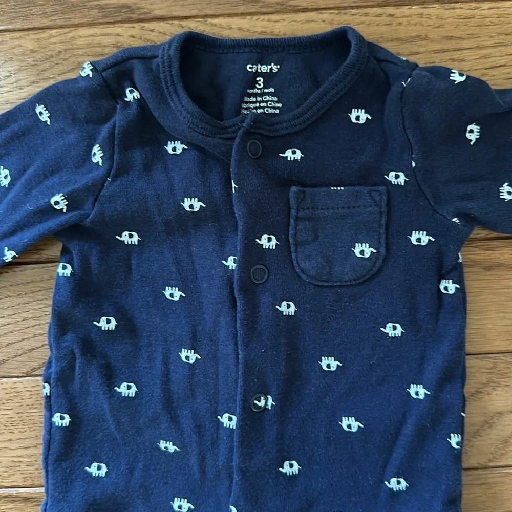 🐘 CARTER’S matching Set - Blue elephants top & pants 3 months boy girl baby